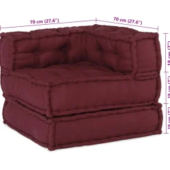 vidaXL Modulair Sofabet Stof Bordeaux 210 x 140 x 56 cm