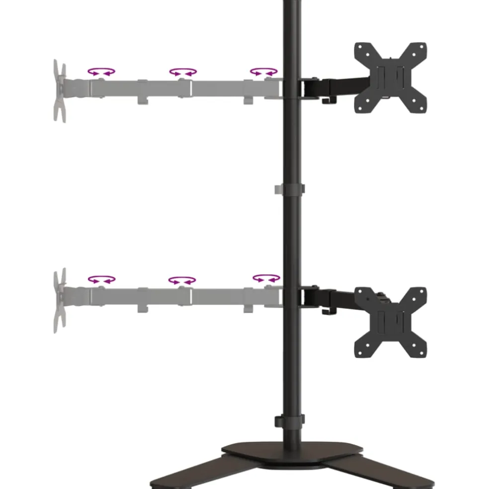 vidaXL Monitorbeugel VESA 75/100 mm zwart staal