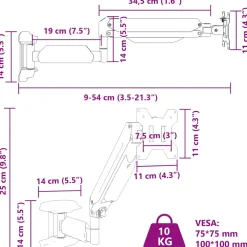 vidaXL Monitor-muurbeugel 27 inch scherm gasveer 10 kg