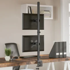 vidaXL Monitorstandaard dubbel VESA 75/100 mm staal zwart