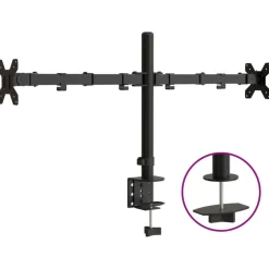 vidaXL Monitorstandaard dubbel VESA 75/100 mm staal zwart