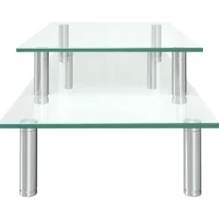 vidaXL Monitorstandaard 2-laags transparant glas