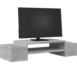 vidaXL Monitorstandaard met opbergruimte 70x27x15 cm hout betongrijs