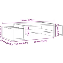 vidaXL Monitorstandaard met opbergruimte 70x27x15 cm hout bruin eiken