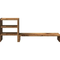 vidaXL Monitorstandaard met bureau-organizer hout oud houtkleurig