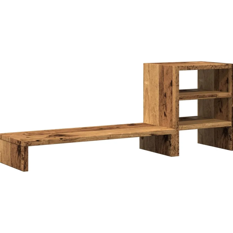 vidaXL Monitorstandaard met bureau-organizer hout oud houtkleurig