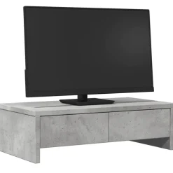 vidaXL Monitorstandaard met lades 50x27x15 cm bewerkt hout betongrijs