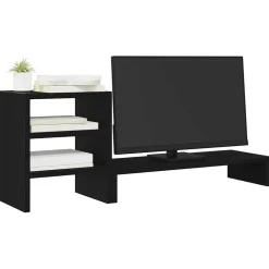 vidaXL Monitorstandaard met bureau-organizer, zwart eikenhout