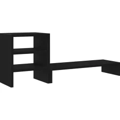 vidaXL Monitorstandaard met bureau-organizer, zwart eikenhout