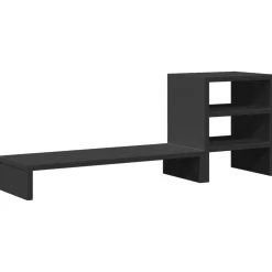 vidaXL Monitorstandaard met bureau-organizer bewerkt hout zwart
