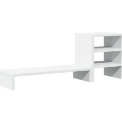 vidaXL Monitorstandaard met bureau-organizer bewerkt hout wit
