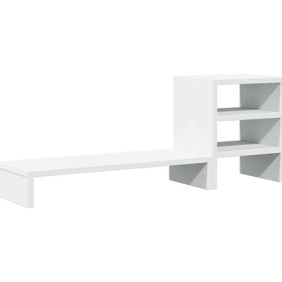 vidaXL Monitorstandaard met bureau-organizer bewerkt hout wit