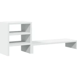 vidaXL Monitorstandaard met bureau-organizer bewerkt hout wit