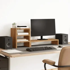 vidaXL Monitorstandaard met bureau-organizer hout artisanaal eiken