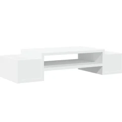 vidaXL Monitorstandaard met opbergruimte 70x27x15 cm bewerkt hout wit