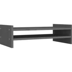 vidaXL Monitorstandaard 50x27x15 cm massief grenenhout grijs