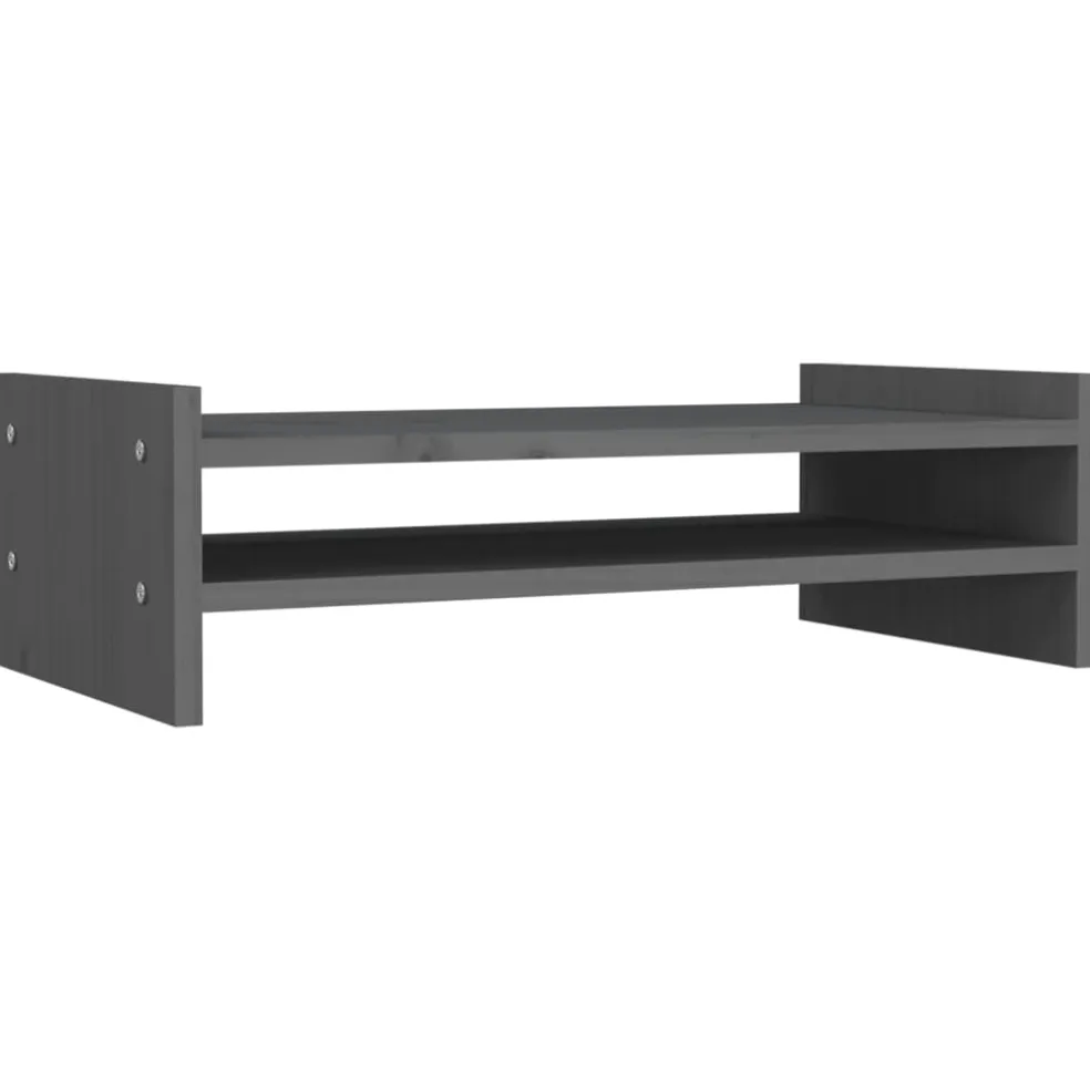 vidaXL Monitorstandaard 50x27x15 cm massief grenenhout grijs