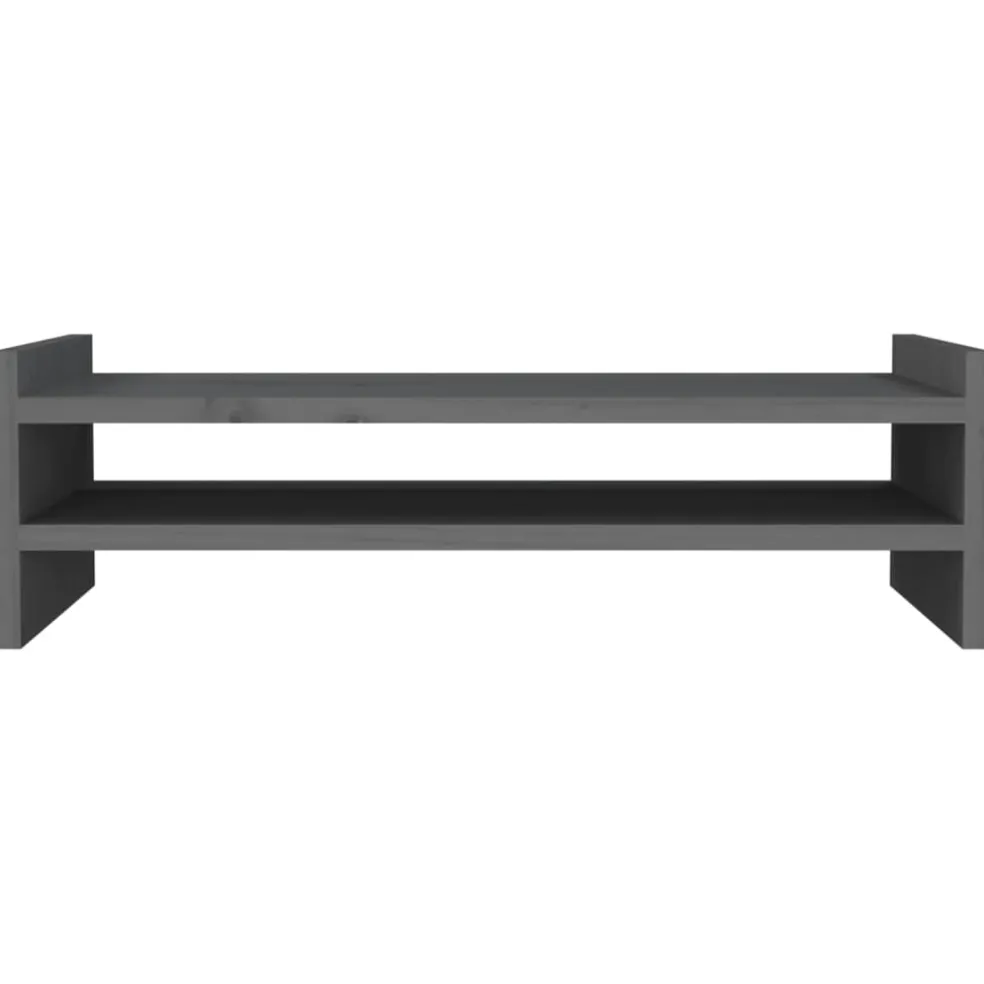 vidaXL Monitorstandaard 50x27x15 cm massief grenenhout grijs
