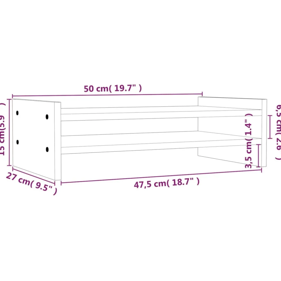 vidaXL Monitorstandaard 50x27x15 cm massief grenenhout grijs