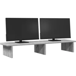 vidaXL Monitorstandaard 100x27x15 cm bewerkt hout grijs sonoma eiken