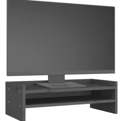 vidaXL Monitorstandaard 50x24x16 cm massief grenenhout grijs