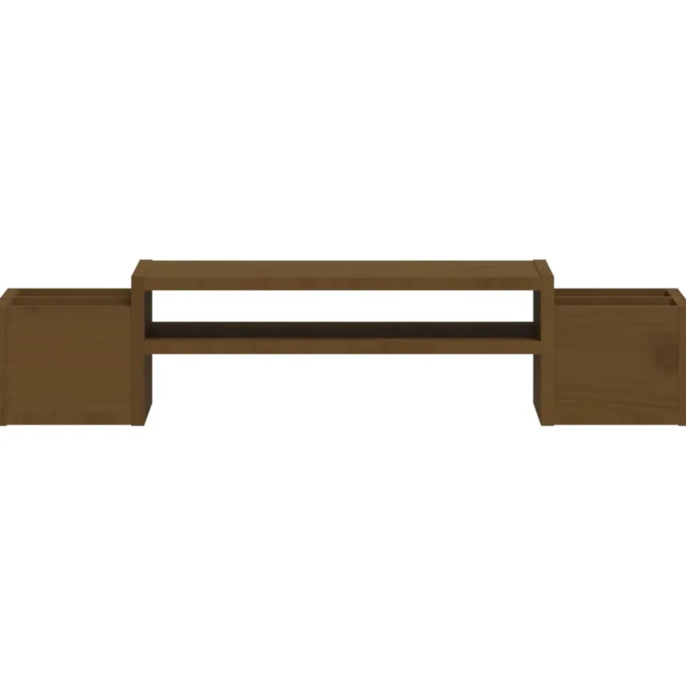 vidaXL Monitorstandaard 70x27,5x15 cm massief grenenhout honingbruin