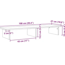 vidaXL Monitorstandaard 100x27x15 cm bewerkt hout gerookt eikenkleurig