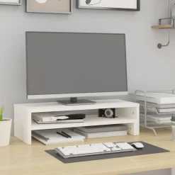 vidaXL Monitorstandaard (52-101)x22x14 cm massief grenenhout wit