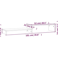 vidaXL Monitorstandaard (52-101)x22x14 cm massief grenenhout wit