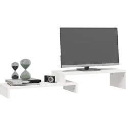 vidaXL Monitorstandaard (52-101)x22x14 cm massief grenenhout wit