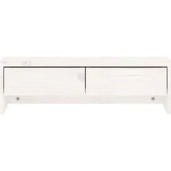 vidaXL Monitorstandaard 50x27x15 cm massief grenenhout wit