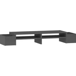 vidaXL Monitorstandaard 100x27,5x15 cm massief grenenhout grijs