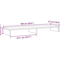 vidaXL Monitorstandaard 100x27x15 cm bewerkt hout artisanaal eiken