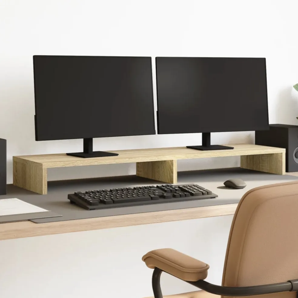 vidaXL Monitorstandaard 100x27x10 cm bewerkt hout sonoma eikenkleurig