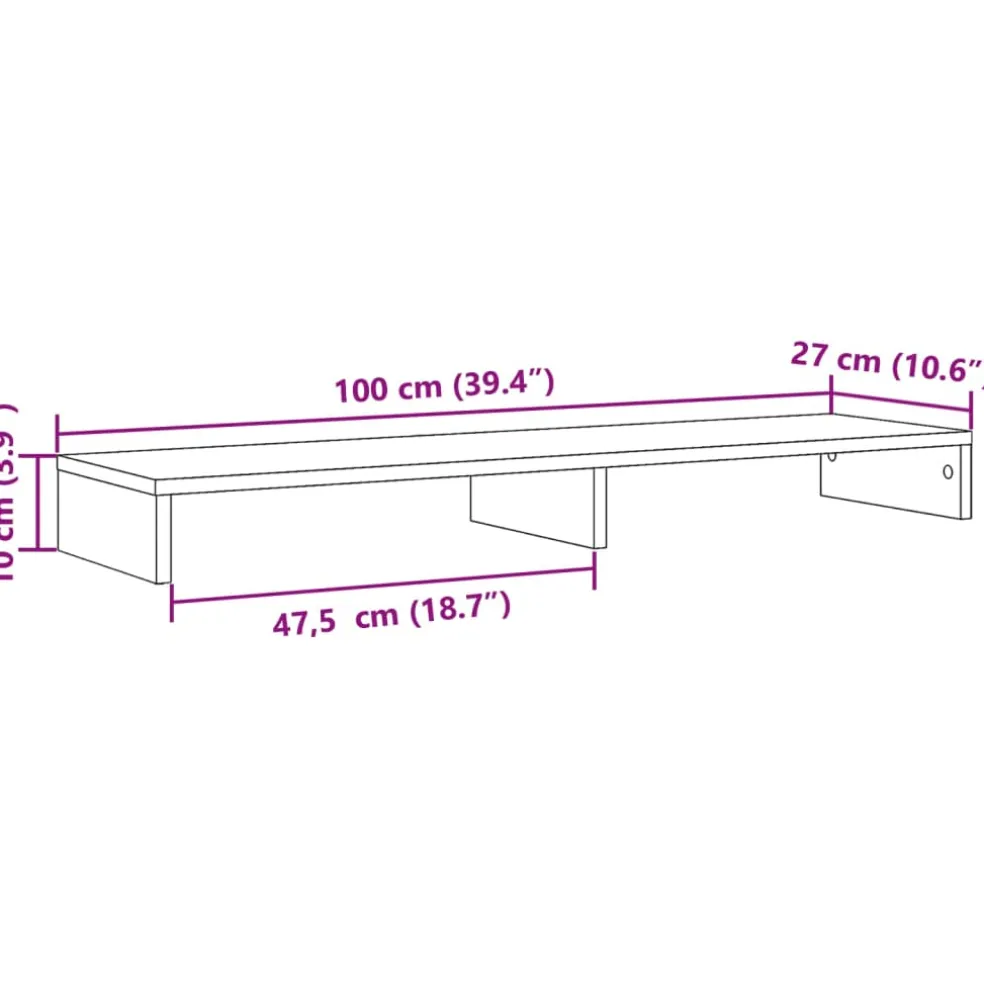 vidaXL Monitorstandaard 100x27x10 cm bewerkt hout sonoma eikenkleurig