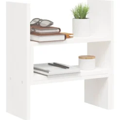 vidaXL Monitorstandaard (39-72)x17x43 cm massief grenenhout wit