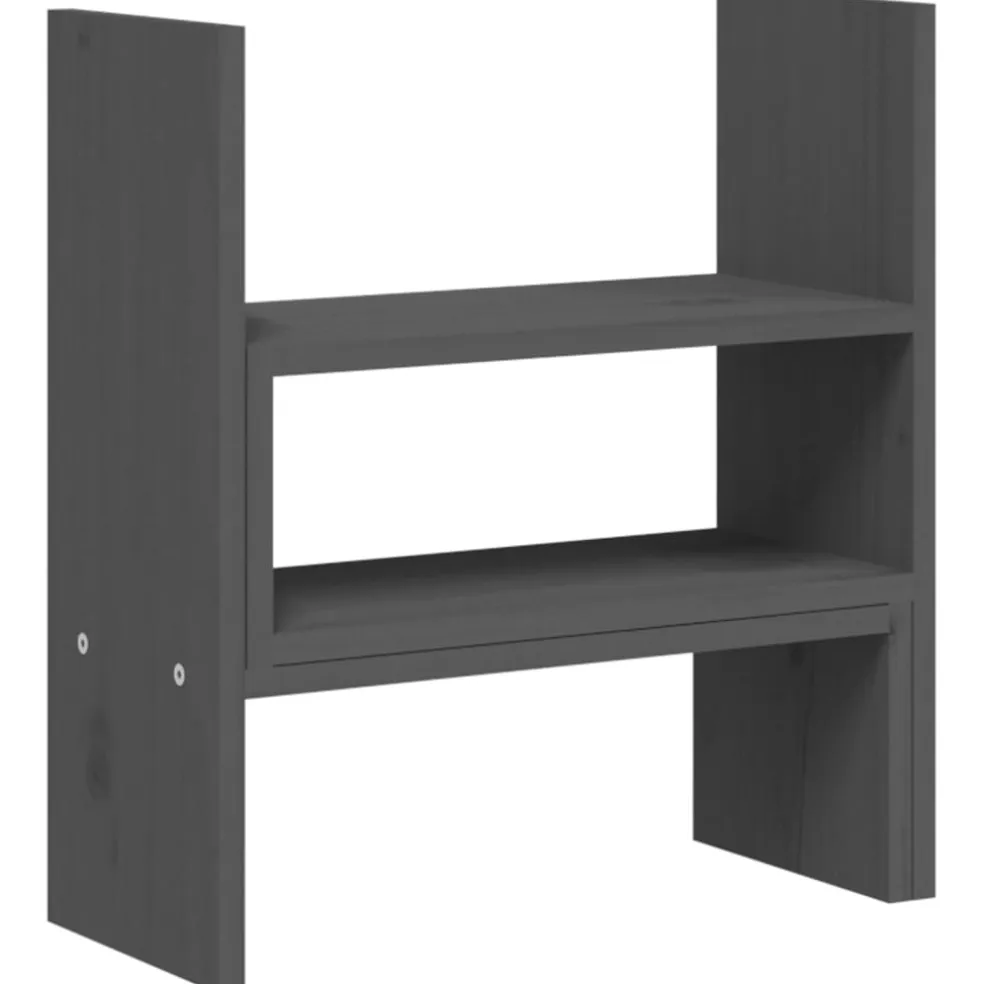 vidaXL Monitorstandaard (39-72)x17x43 cm massief grenenhout grijs