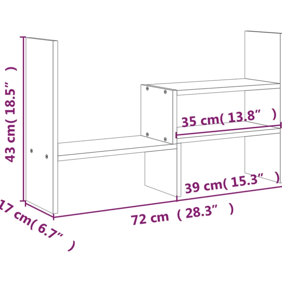 vidaXL Monitorstandaard (39-72)x17x43 cm massief grenenhout grijs