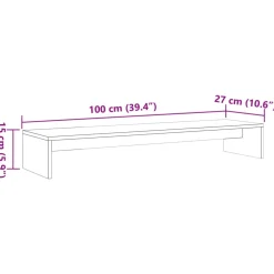 vidaXL Monitorstandaard 100x27x15 cm massief grenenhout wasbruin