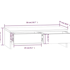 vidaXL Monitorstandaard 50x27x15 cm massief grenenhout