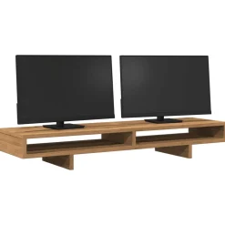 vidaXL Monitorstandaard 100x27x15 cm bewerkt hout artisanaal eiken