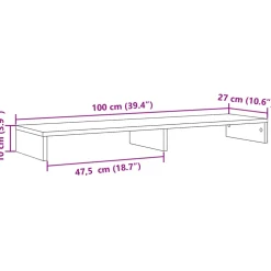 vidaXL Monitorstandaard 100x27x10 cm bewerkt hout wit