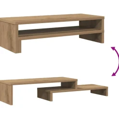 vidaXL Monitorstandaard 54x22x15 cm bewerkt hout artisanaal eikenkleur