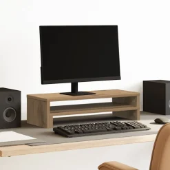 vidaXL Monitorstandaard 54x22x15 cm bewerkt hout artisanaal eikenkleur