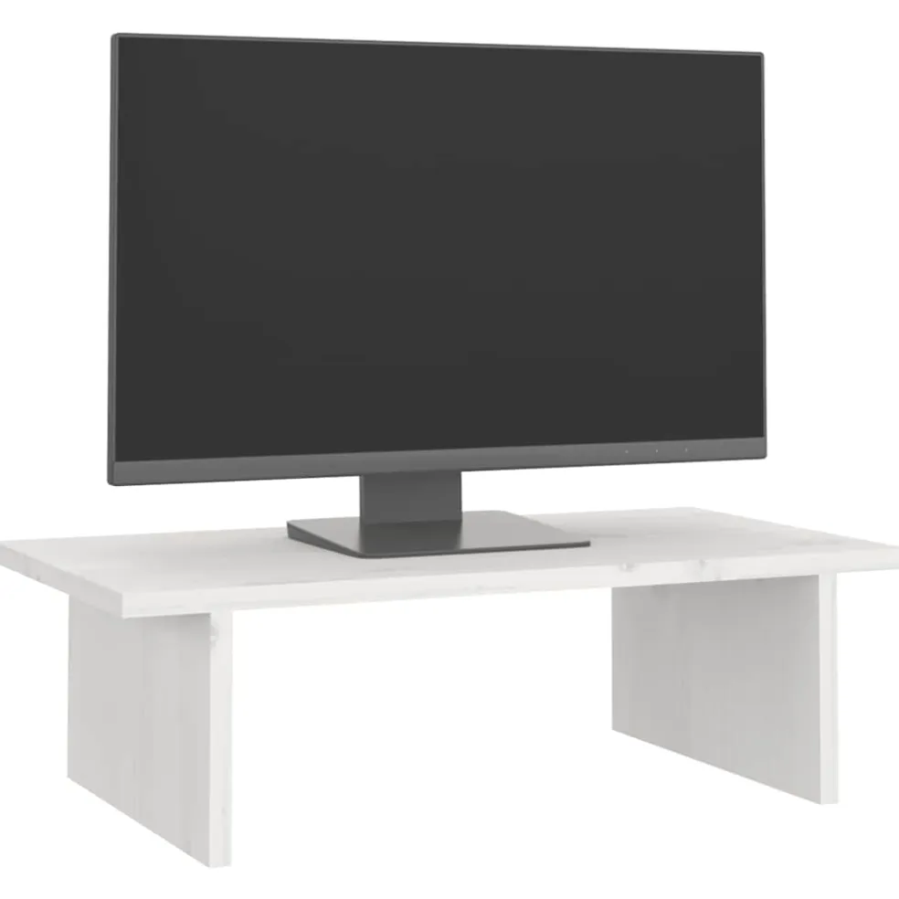 vidaXL Monitorstandaard 50x27x15 cm massief grenenhout wit