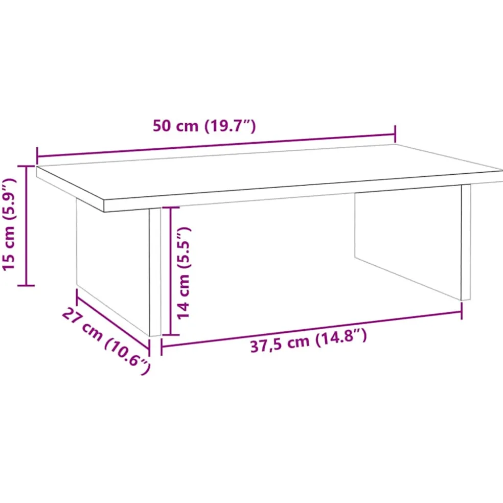 vidaXL Monitorstandaard 50x27x15 cm massief grenenhout wit
