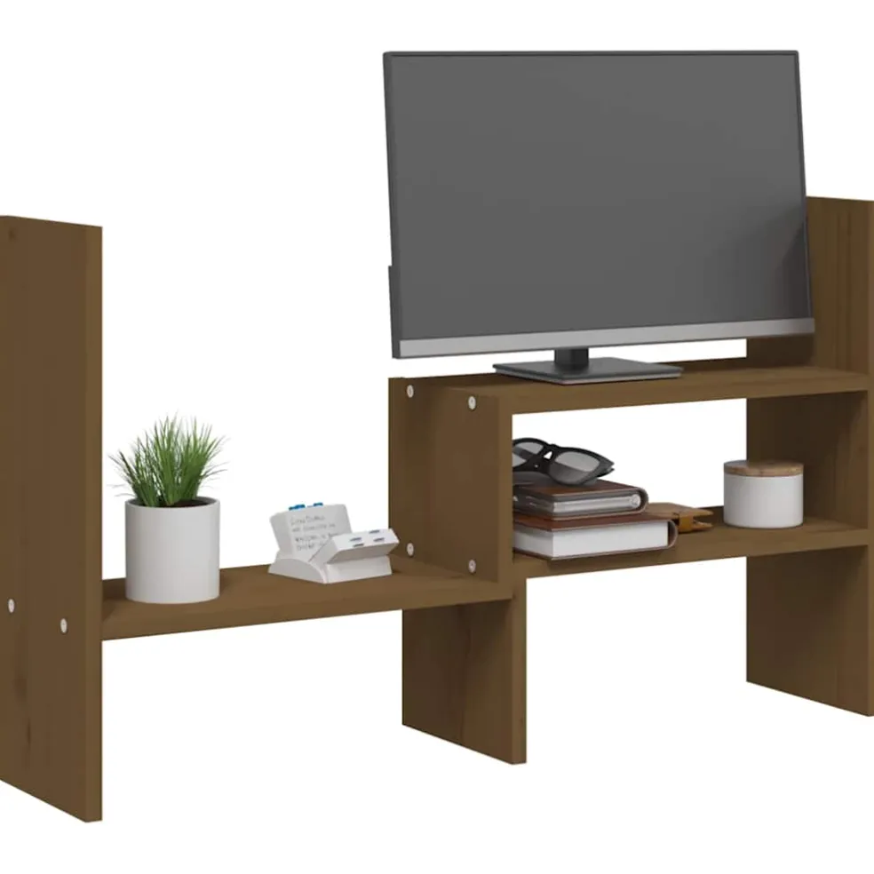 vidaXL Monitorstandaard (39-72)x17x43 cm grenenhout honingbruin