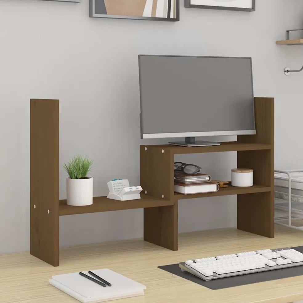 vidaXL Monitorstandaard (39-72)x17x43 cm grenenhout honingbruin