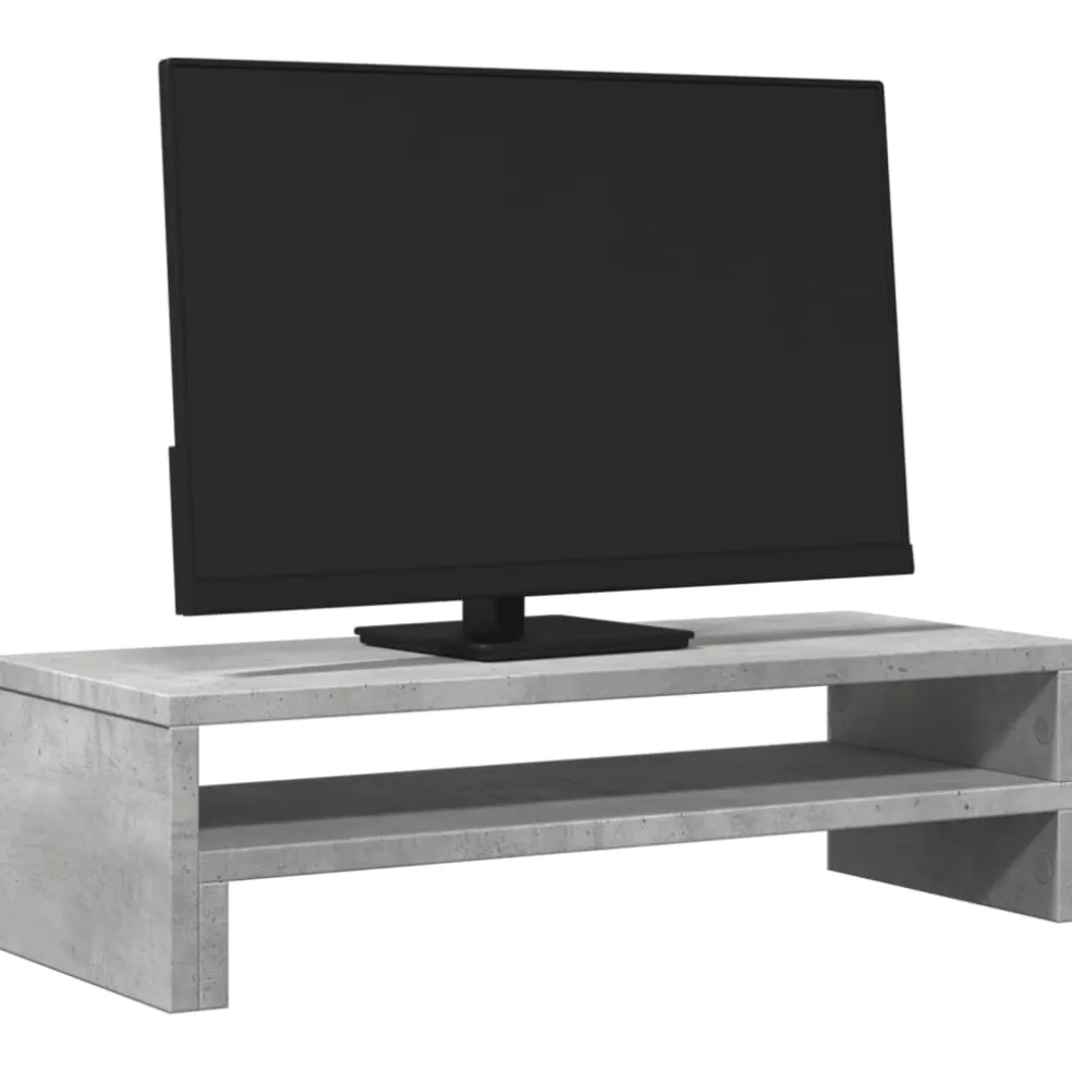 vidaXL Monitorstandaard 54x22x15 cm bewerkt hout betongrijs