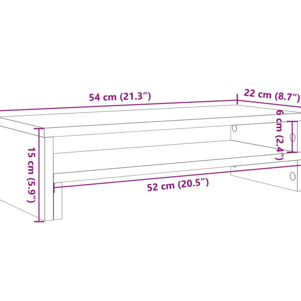 vidaXL Monitorstandaard 54x22x15 cm bewerkt hout betongrijs